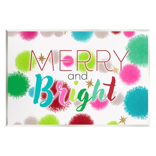 Stupell Industries Merry & Bright Bold Holiday Phrase Wall Plaque Art